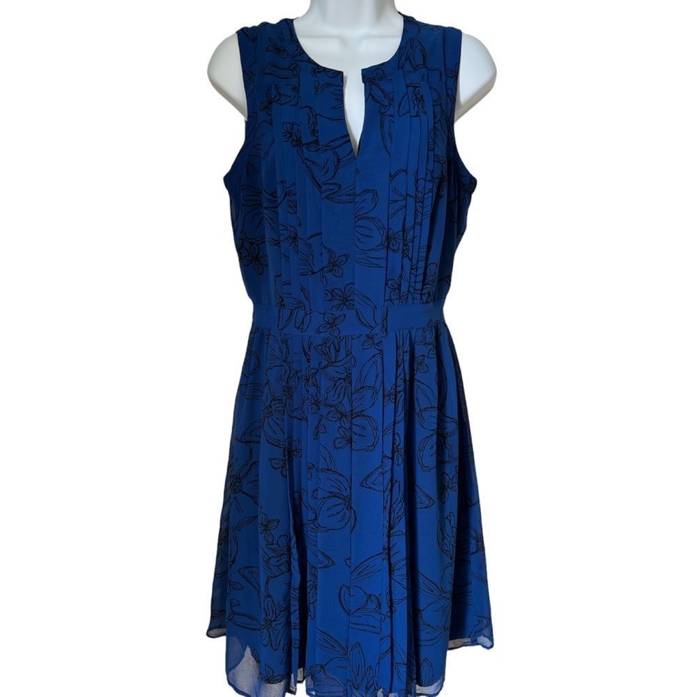 Halogen Pleat Fit & Flare Blue Dress 6